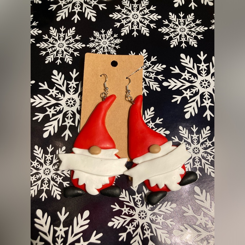 Christmas Gnome Red Earrings Handmade NEW